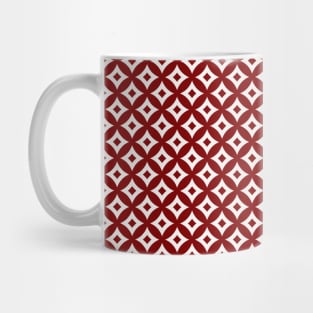 Large Dark Christmas Candy Apple Red and White Cross-Hatch Astroid Grid Pattern Mug